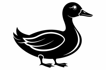 duck silhouette line art vector illustration with a white background