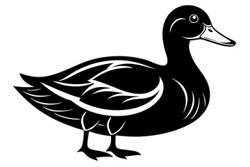 duck silhouette line art vector illustration with a white background