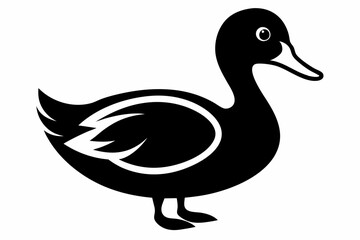 duck silhouette line art vector illustration with a white background