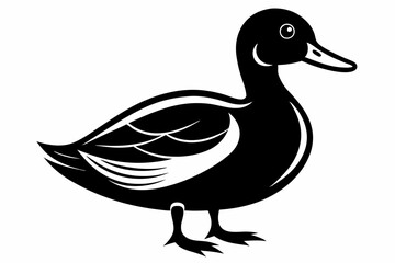 duck silhouette line art vector illustration with a white background