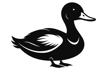 duck silhouette line art vector illustration with a white background