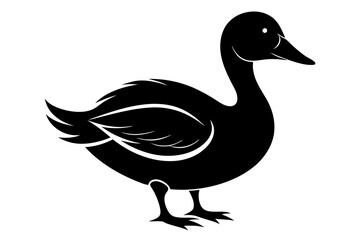 duck silhouette line art vector illustration with a white background