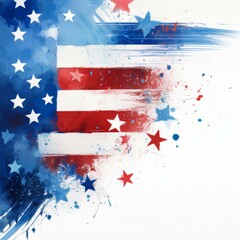 USA colors, stars and stripes amercian flag abstract bright design Independence Day modern white background 