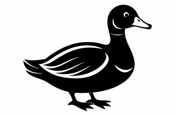 duck silhouette line art vector illustration with a white background