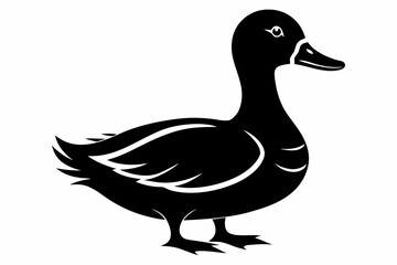 duck silhouette line art vector illustration with a white background