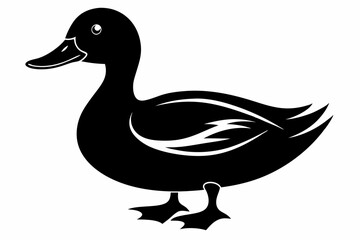 duck silhouette line art vector illustration with a white background
