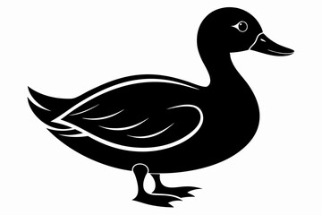 duck silhouette line art vector illustration with a white background