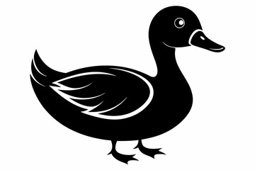 duck silhouette line art vector illustration with a white background