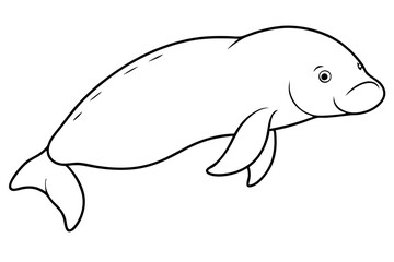 dugong silhouette line art vector illustration with a white background