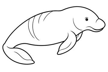 dugong silhouette line art vector illustration with a white background