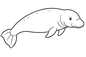 dugong silhouette line art vector illustration with a white background