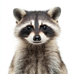 Obraz premium Cute Raccoon Isolated on White Background, Wildlife Photography for Creative Projects