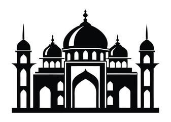 mosque silhouette vector, isolated black silhouette of a mosques collection, black silhouette mosque vector illustration 