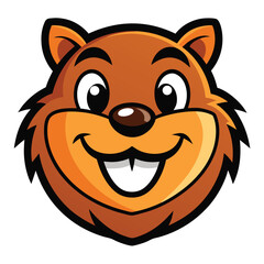 Cute smiling Beaver head vector mascot logo