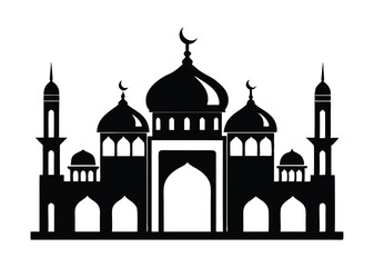 mosque silhouette vector, isolated black silhouette of a mosques collection, black silhouette mosque vector illustration 