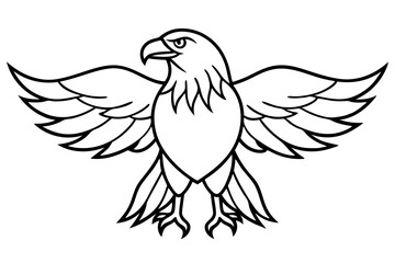 eagle silhouette line art vector illustration with a white background