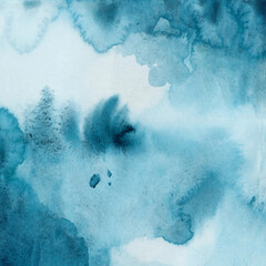 Bright painted blue, green and violet watercolor texture. Hand drawn background