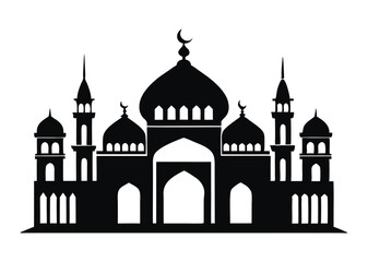 mosque silhouette vector, isolated black silhouette of a mosques collection, black silhouette mosque vector illustration 