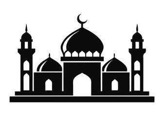 mosque silhouette vector, isolated black silhouette of a mosques collection, black silhouette mosque vector illustration 