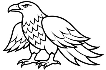 eagle silhouette line art vector illustration with a white background