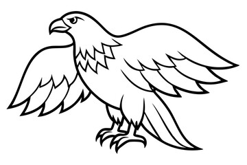 eagle silhouette line art vector illustration with a white background