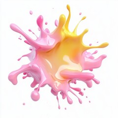 Pink and yellow fluid explosion with a soft gradient, isolated on white