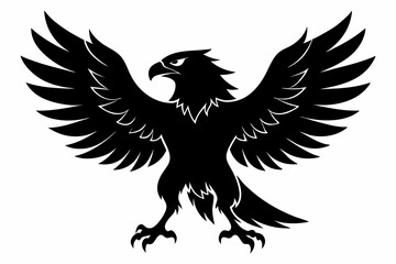 eagle silhouette line art vector illustration with a white background