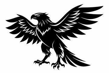 eagle silhouette line art vector illustration with a white background