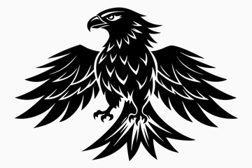 eagle silhouette line art vector illustration with a white background