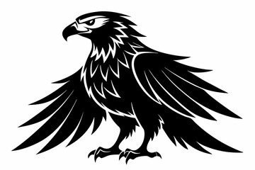 eagle silhouette line art vector illustration with a white background