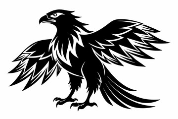 eagle silhouette line art vector illustration with a white background