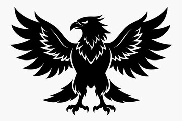 eagle silhouette line art vector illustration with a white background