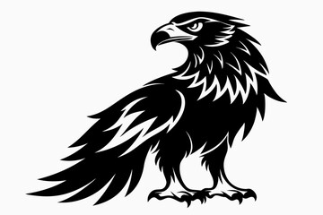 eagle silhouette line art vector illustration with a white background
