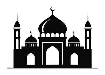 mosque silhouette vector, isolated black silhouette of a mosques collection, black silhouette mosque vector illustration 