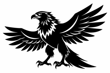 eagle silhouette line art vector illustration with a white background
