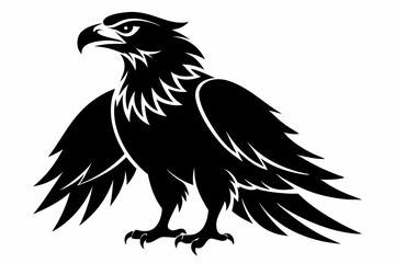 eagle silhouette line art vector illustration with a white background