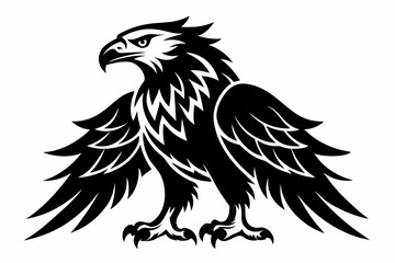 eagle silhouette line art vector illustration with a white background
