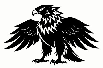 eagle silhouette line art vector illustration with a white background