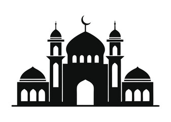 mosque silhouette vector, isolated black silhouette of a mosques collection, black silhouette mosque vector illustration 