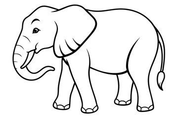 elephant silhouette line art vector illustration with a white background