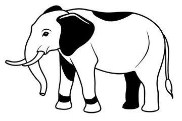 elephant silhouette line art vector illustration with a white background