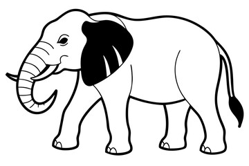 elephant silhouette line art vector illustration with a white background