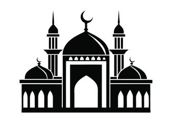 mosque silhouette vector, isolated black silhouette of a mosques collection, black silhouette mosque vector illustration 