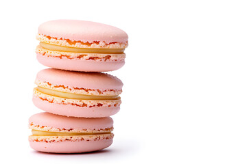 Stack of macaroons isolated white background