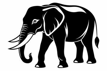 elephant silhouette line art vector illustration with a white background