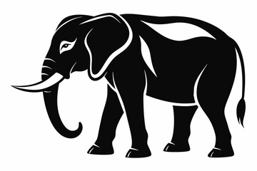 elephant silhouette line art vector illustration with a white background