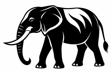 elephant silhouette line art vector illustration with a white background