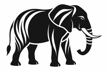 elephant silhouette line art vector illustration with a white background