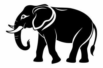 elephant silhouette line art vector illustration with a white background