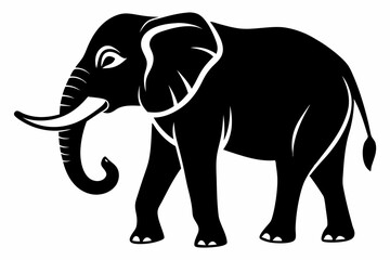 elephant silhouette line art vector illustration with a white background